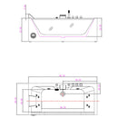 Empava-59JT408LED 59 in. Whirlpool Waterfall Faucet Hydromassage Bathtub EMPV-59JT408LED 59.49'' L X 29.53'' W X 22.05'' H