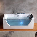 Empava-59JT408LED 59 in. Whirlpool Waterfall Faucet Hydromassage Bathtub EMPV-59JT408LED 59.49'' L X 29.53'' W X 22.05'' H