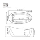 Empava-67AIS02 67 in. Whirlpool Freestanding Bathtub EMPV-67AIS02 67'' L X 31'' W X 28.7'' H
