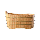ALFI brand AB1103 59 Inch Free Standing Cedar Wood Bathtub with Bench