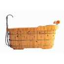 ALFI brand AB1139 61" Free Standing Cedar Wooden Bathtub with Fixtures & Headrest