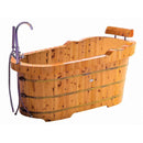 ALFI brand AB1139 61" Free Standing Cedar Wooden Bathtub with Fixtures & Headrest