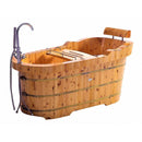 ALFI brand AB1139 61" Free Standing Cedar Wooden Bathtub with Fixtures & Headrest
