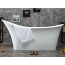 ALFI brand AB9915 74" White Solid Surface Smooth Resin Soaking Slipper Bathtub EXC