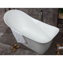 ALFI brand AB9915 74" White Solid Surface Smooth Resin Soaking Slipper Bathtub EXC