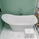 ALFI brand AB9915 74" White Solid Surface Smooth Resin Soaking Slipper Bathtub EXC