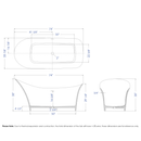 ALFI brand AB9915 74" White Solid Surface Smooth Resin Soaking Slipper Bathtub EXC