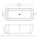 ALFI brand AB9952 67" White Rectangular Solid Surface Smooth Resin Soaking Bathtub