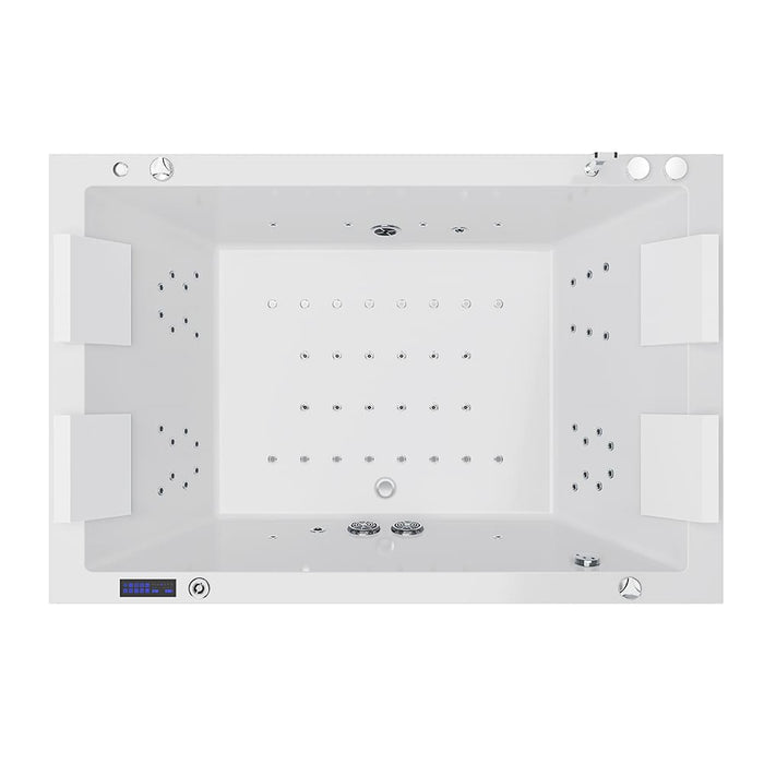 EMPV-71JT801 71" L X 47" W X 25" H 71 in. Freestanding Combination Massage 2-Person LED Tub With Center Drain