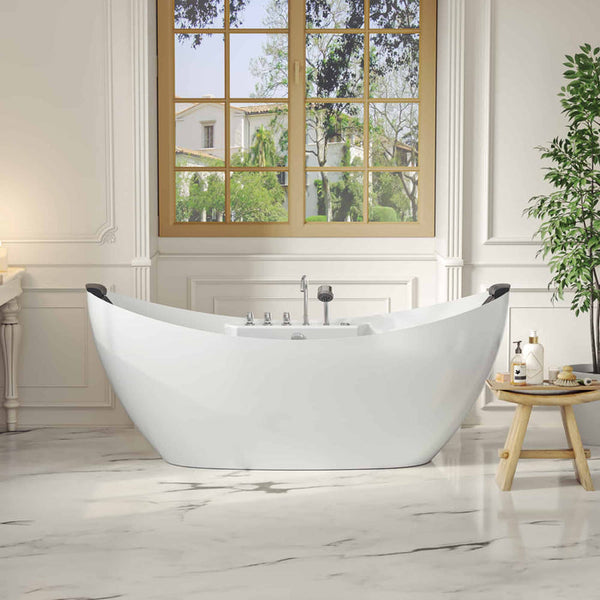 Empava-59AIS11 59 in. Whirlpool Freestanding Acrylic Bathtub EMPV-59AIS11 59'' L X 28.7'' W X 24'' H