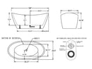 59" Freestanding Soaking LED Tub with Center Drain