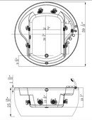 Empava-59JT005 59 in. Whirlpool Acrylic Hydromassage Round Tub EMPV-59JT005 59'' L X 39'' W X 25.6'' H