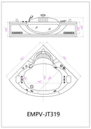 Empava-59JT319LED 59 in. Whirlpool Corner Bathtub With Thermostat EMPV-59JT319LED 59'' X 59''X 25''