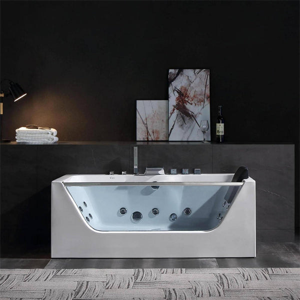 Empava-59JT408LED 59 in. Whirlpool Waterfall Faucet Hydromassage Bathtub EMPV-59JT408LED 59.49'' L X 29.53'' W X 22.05'' H