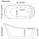 Empava-67AIS09 67 in. Whirlpool Freestanding Acrylic Bathtub EMPV-67AIS09 67'' L X 29.5'' W X 32.6'' H