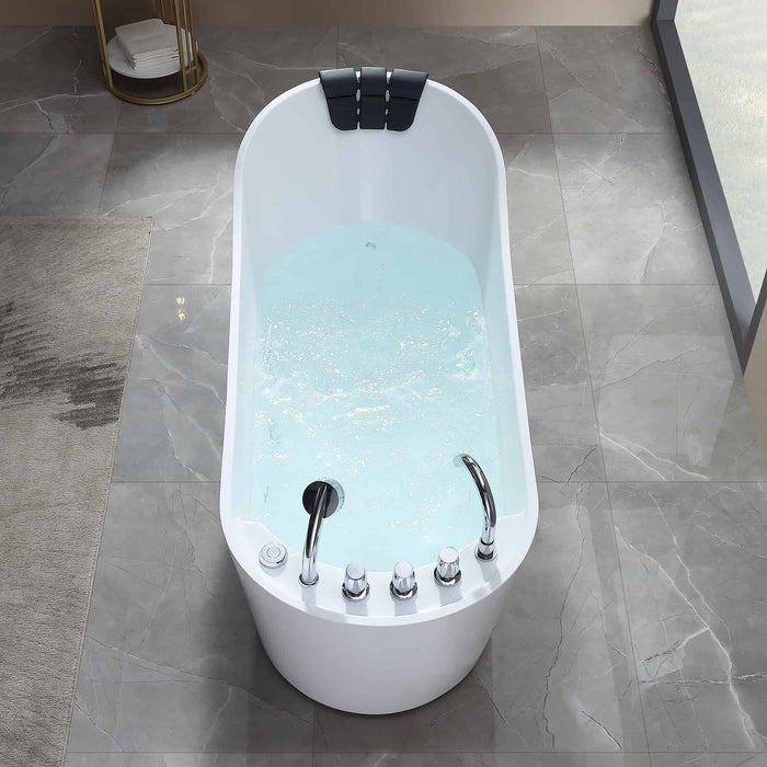 Empava-67AIS09 67 in. Whirlpool Freestanding Acrylic Bathtub EMPV-67AIS09 67'' L X 29.5'' W X 32.6'' H