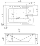 Empava-71JT667B 71 in. Alcove Whirlpool Luxury 2-Person Hydromassage Tub EMPV-71JT667B 71'' L X 47'' W X 26.7'' H