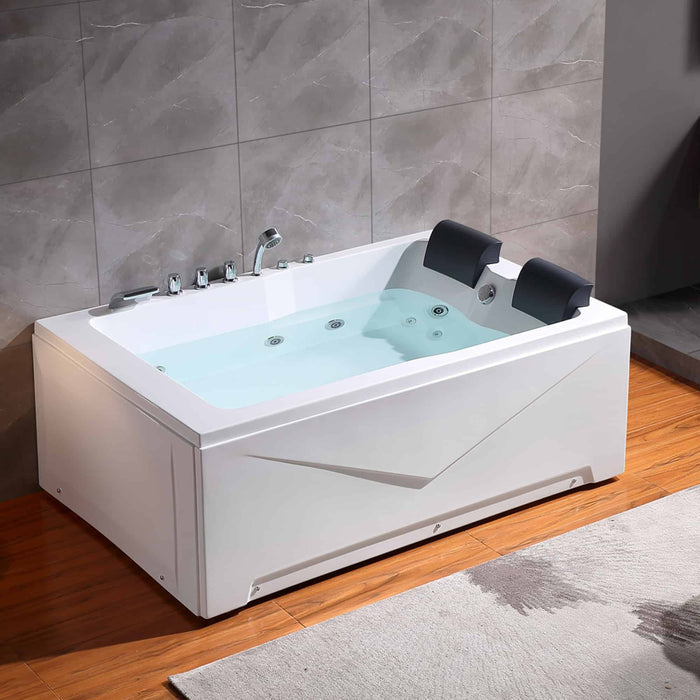 Empava-71JT667B 71 in. Alcove Whirlpool Luxury 2-Person Hydromassage Tub EMPV-71JT667B 71'' L X 47'' W X 26.7'' H