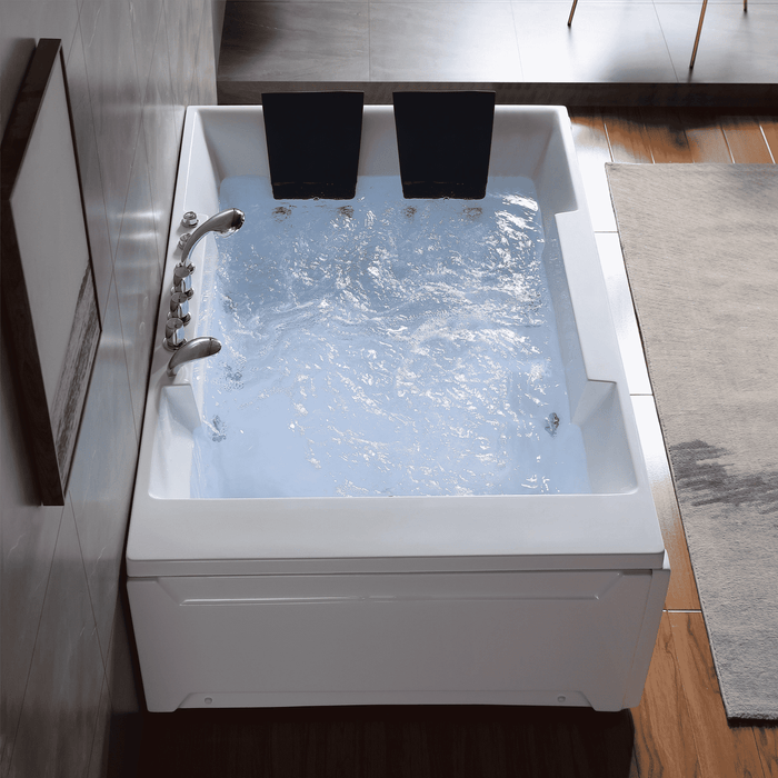 72" Alcove Whirlpool 2-Person LED Tub with Left Drain