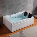 72" Alcove Whirlpool 2-Person LED Tub with Left Drain