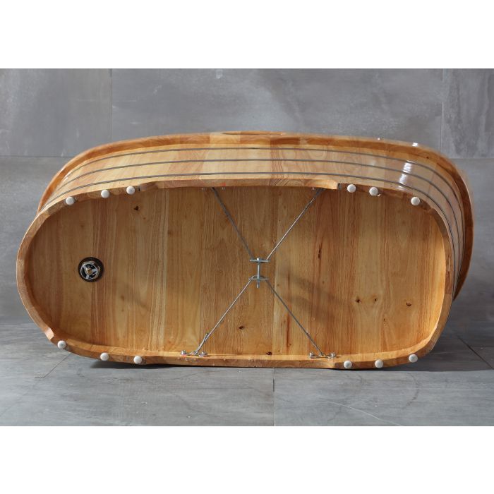 ALFI brand AB1187 57" Free Standing Wooden Soaking Bathtub with Headrest