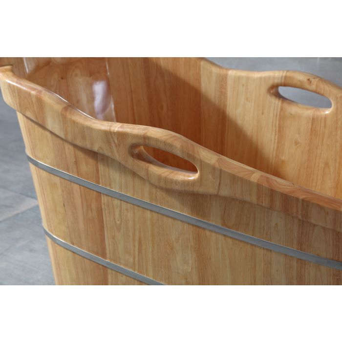 ALFI brand AB1187 57" Free Standing Wooden Soaking Bathtub with Headrest