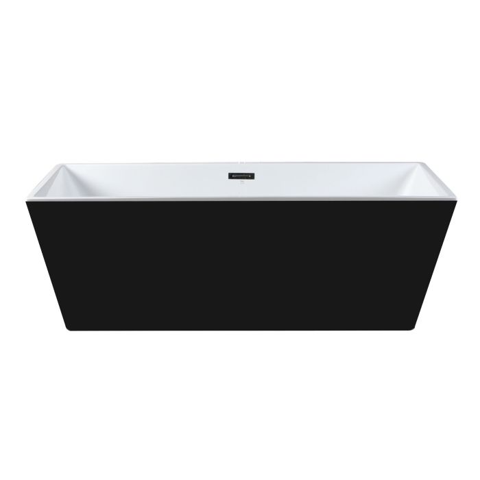 ALFI brand AB8834 59 Inch Black & White Rectangular Acrylic Soaking Bathtub