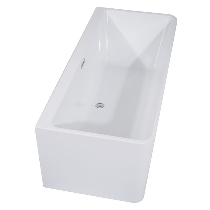 ALFI brand AB8858 59 Inch White Rectangular Acrylic Free Standing Soaking Bathtub exc