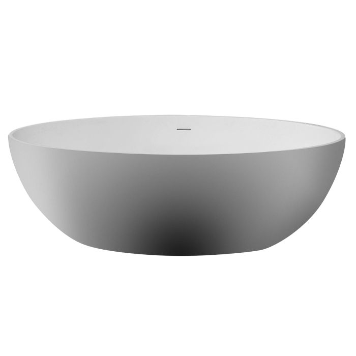 ALFI brand AB9941 67" White Oval Solid Surface Smooth Resin Soaking Bathtub EXC