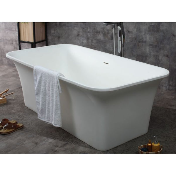 ALFI brand AB9942 67" White Rectangular Solid Surface Smooth Resin Soaking Bathtub EXC