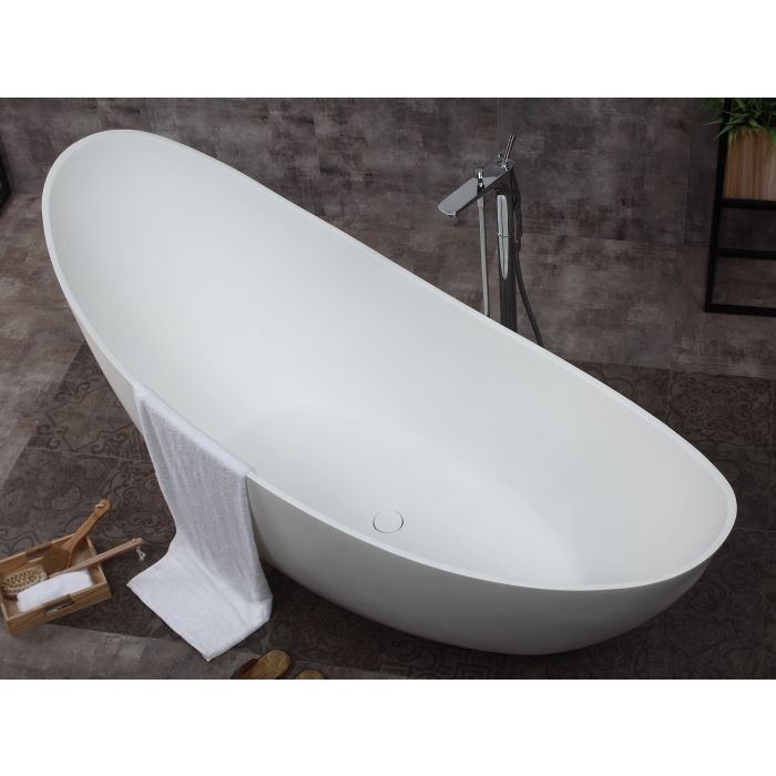 ALFI brand AB9951 73" White Solid Surface Smooth Resin Soaking Slipper Bathtub  EXC