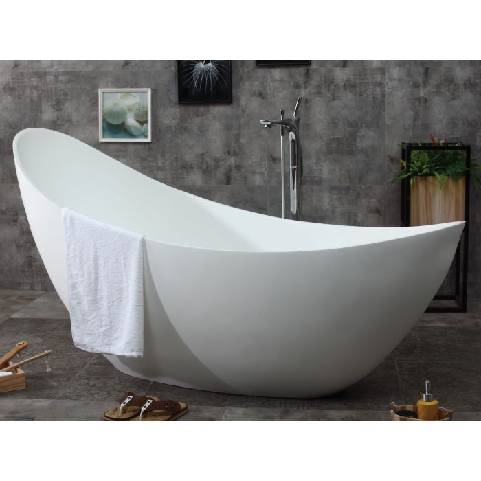 ALFI brand AB9951 73" White Solid Surface Smooth Resin Soaking Slipper Bathtub  EXC