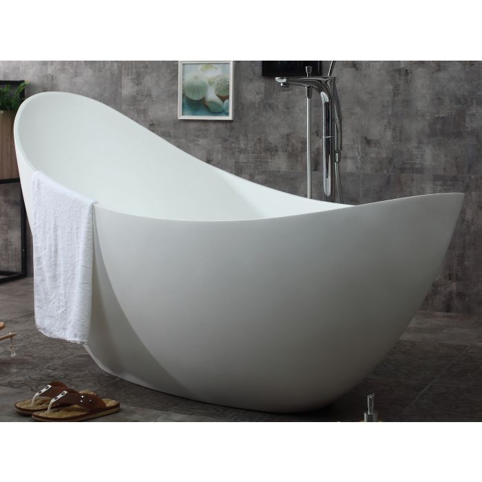 ALFI brand AB9951 73" White Solid Surface Smooth Resin Soaking Slipper Bathtub  EXC