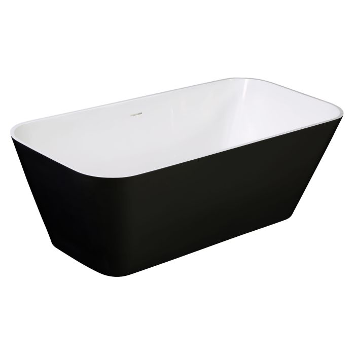 ALFI brand AB9952BM 67" Black & White Matte Rectangular Solid Surface Resin Soaking Bathtub