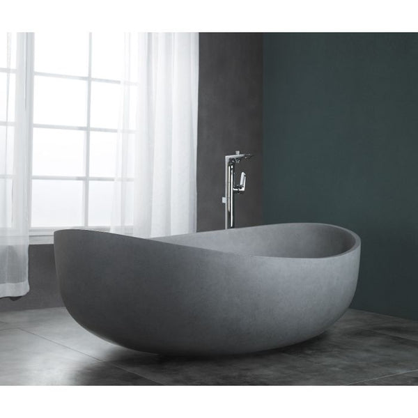 ALFI brand ABCO63TUB 63" Solid Concrete Gray Matte Oval Bathtub  EXC