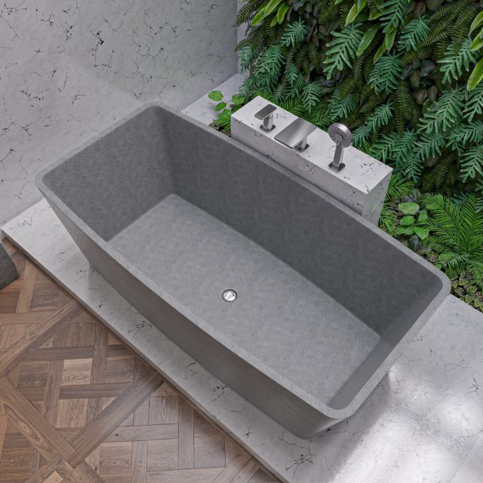 ALFI brand ABCO71TUB 71" Solid Concrete Rectangular Freestanding Bathtub