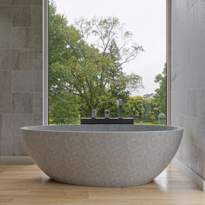 ALFI brand ABCO72TUB 72" Solid Concrete Tear Drop Freestanding Bathtub