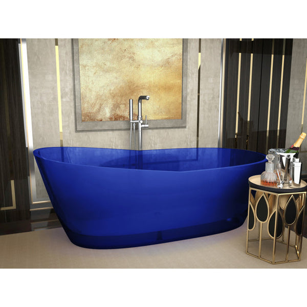 Ember 5.4 ft. Solid Surface Center Drain Freestanding Bathtub in Regal Blue SSS