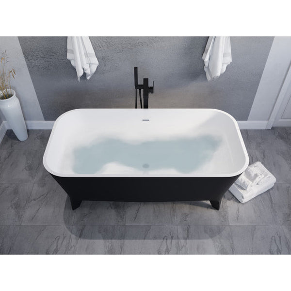 Nightshade 63 in. Solid Surface Freestanding Bathtub in Matte Black  EXC