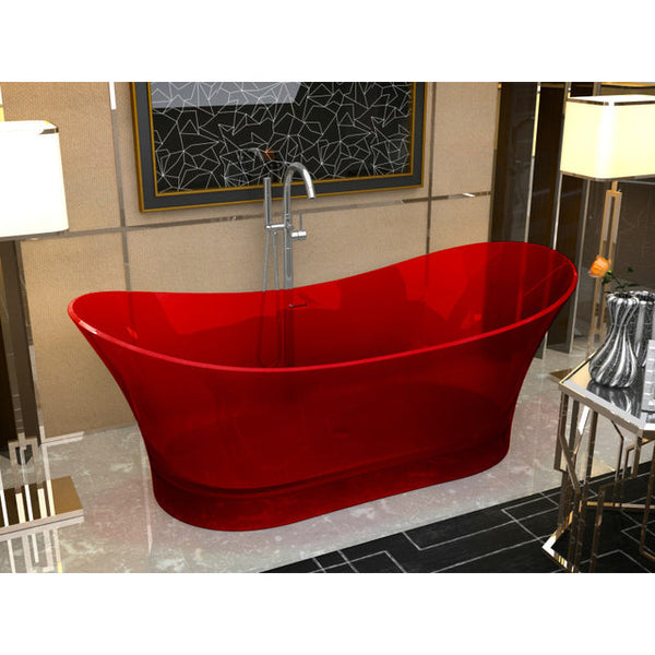 Azul 5.8 ft. Solid Surface Center Drain Freestanding Bathtub in Deep Red SSS