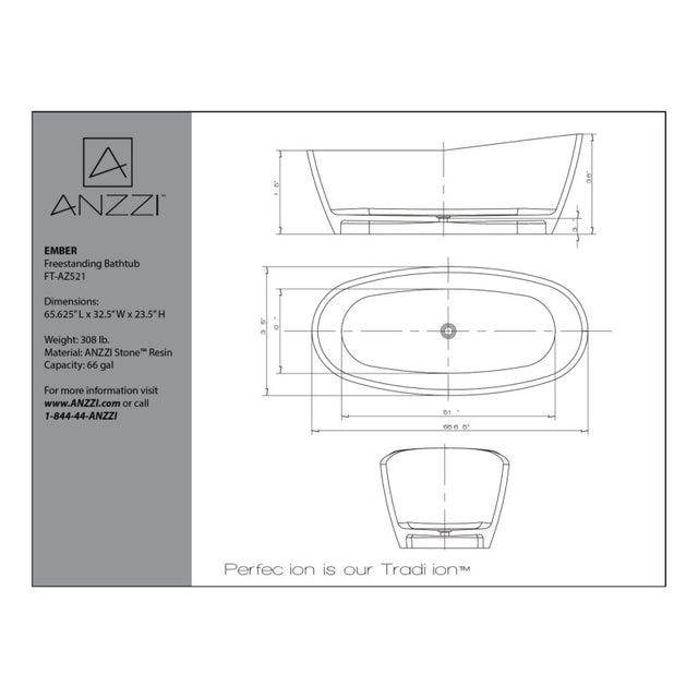 Ember 5.4 ft. Solid Surface Center Drain Freestanding Bathtub in Emerald Green SSS