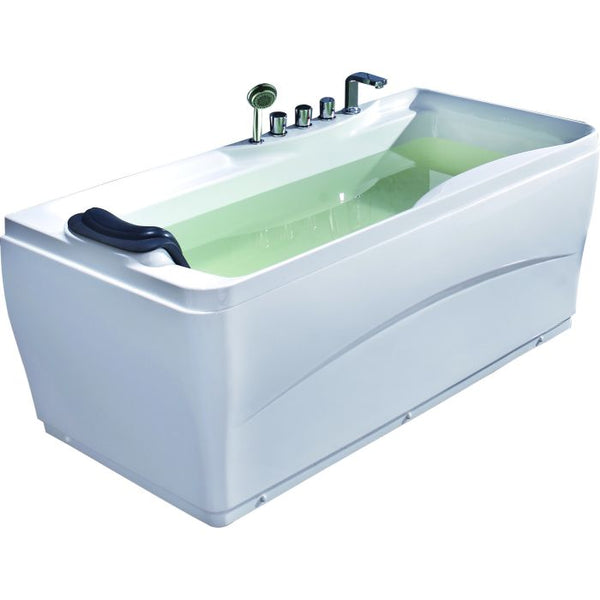 EAGO LK1102-R White Acrylic 63" Soaking Tub with Fixture Rectangular