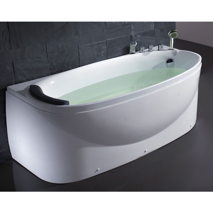 EAGO LK1104-R Acrylic White 6' Soaking Tub with Fixtures And Right Drain Claw