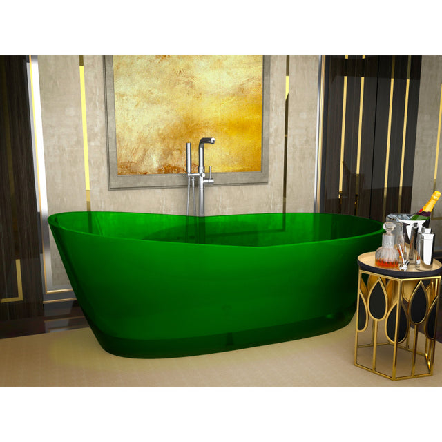 Ember 5.4 ft. Solid Surface Center Drain Freestanding Bathtub in Emerald Green SSS