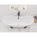 Falco 5.8 ft. Claw Foot One Piece Acrylic Freestanding Soaking Bathtub in Glossy White with Matte Black Feet